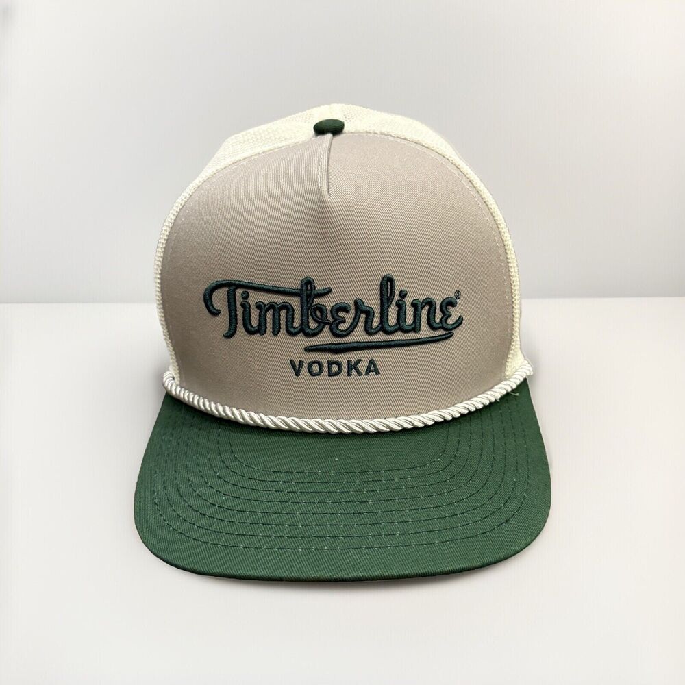 Timberline Vodka Mens Green Gray White Rope Adjustable Trucker SnapBack Hat Cap